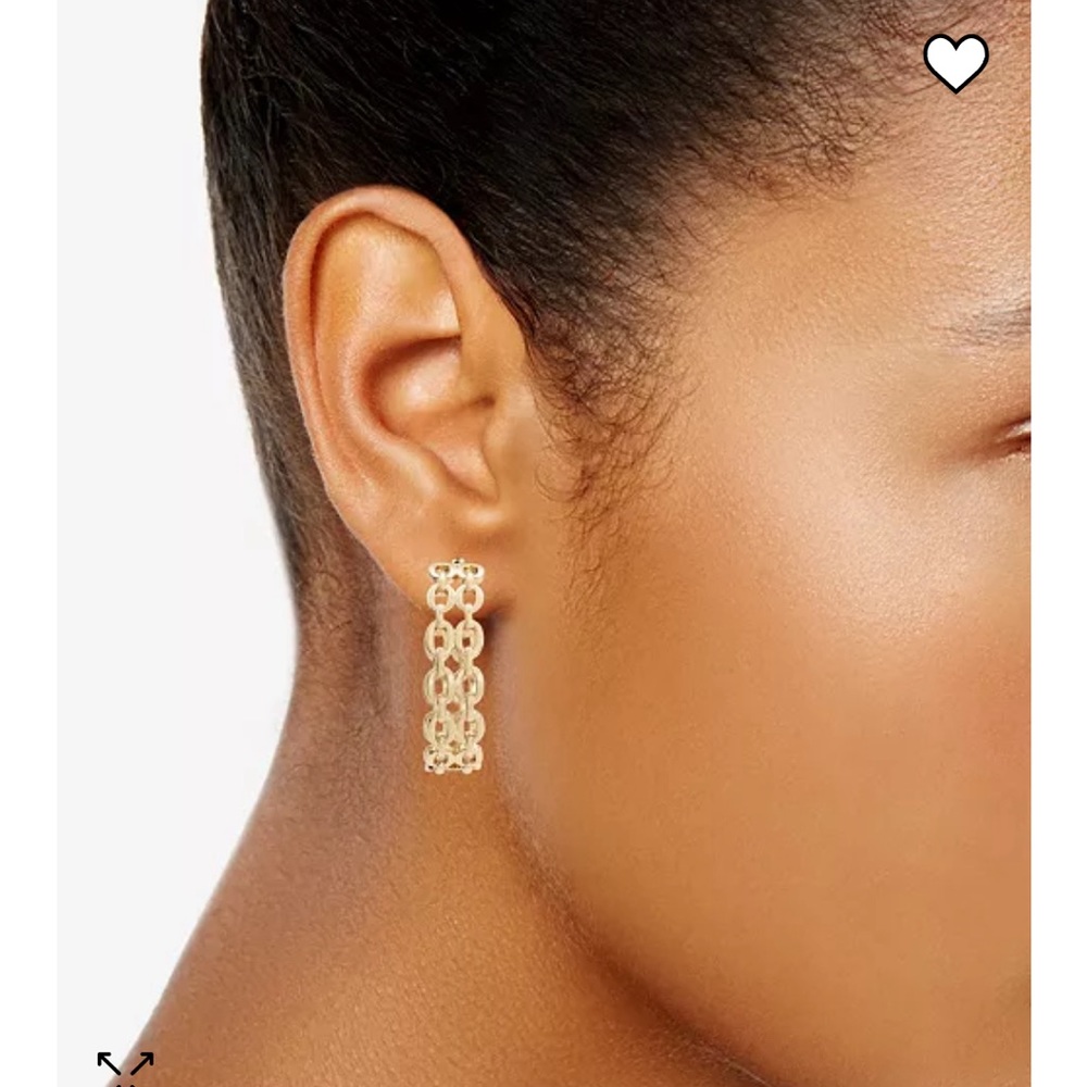 Chain Link Medium Hoop Earrings, 1.2"